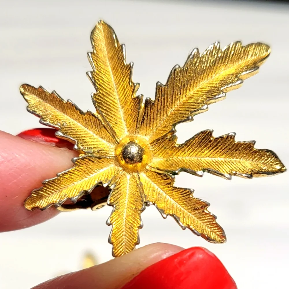 Vintage Sarah Coventry Leaf Earrings, Clip On’s, Goldtone‎
